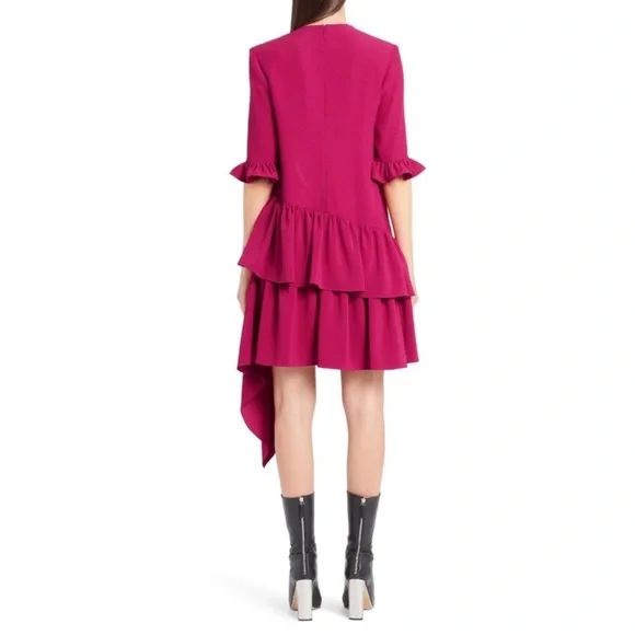 Alexander McQueen Asymmetric Ruffle Hem Drape Dress NWT 44/8 - Picture 9 of 11